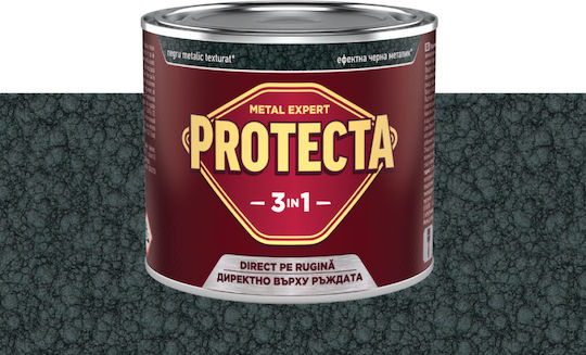 Protecta 3-в-1 Цвят За Метал Черен Метал Ръжда Конвертор Праймер Декоративно Покритие В Една Кутия Може Да Се Нанася Директно На Ръжда Лъскаво Покритие 0.5л Стилен Черен Металик