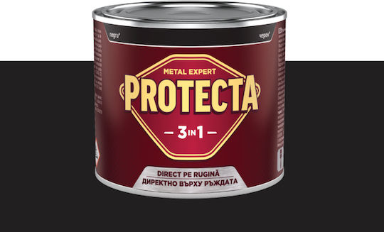 Protecta 3-в-1 Цвят За Метал Черен Метален Конвертор На Ръжда Грунд Декоративно Покритие В Една Кутия Може Да Се Нанася Директно На Ръжда Лъскаво Покритие 2.5л Черен