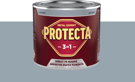 Protecta 3-в-1 Метално Боя Черен Метали Конвертор На Ръжда Праймер Декоративно Покритие В Една Кутия Може Да Се Нанася Директно На Ръжда Блестящо Покритие 0.5л Светлосив