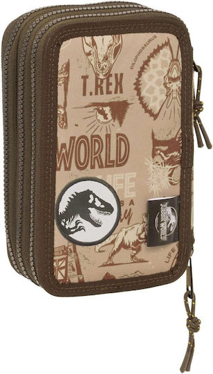 Safta Dinosaur Jurassic World Filled Brown Pencil Case