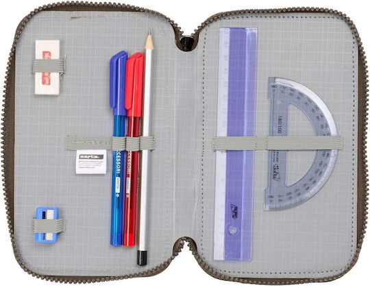 Safta Dinosaur Jurassic World Filled Brown Pencil Case