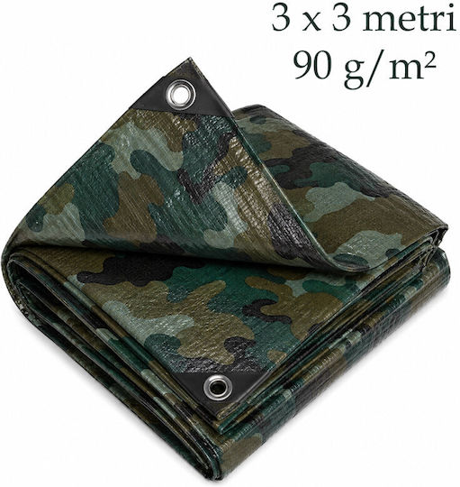 Army Protective Tarp 3x3 M 90 G/m² Waterproof Pe Uv Protection Weather Resistant