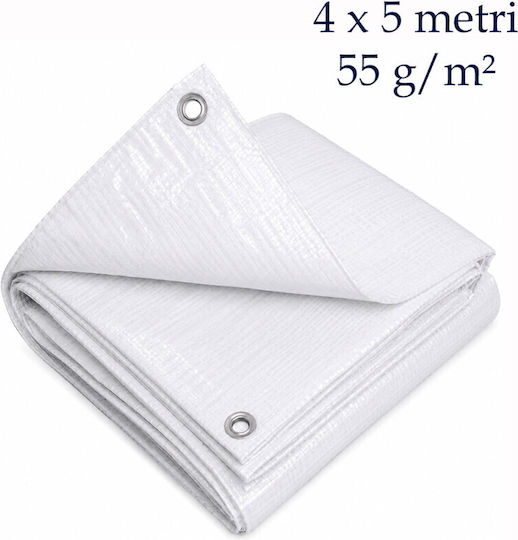 Weiß Wasserdicht Planen Metallösen 4x5 m Abdeckung Schutz 55 g/m²