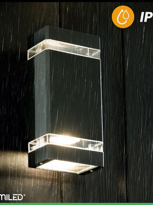 Wandmontierte Außenbeleuchtung Gartenapplique Vorderseite Oben Unten Gu10 Schwarze Hedera Lumiled