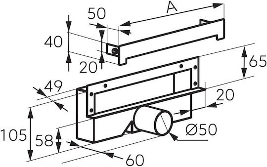 Linear Siphon Ferro Wall Slim Wall-mounted Stainless Steel 300 Mm 50 Mm Outlet Matte Black