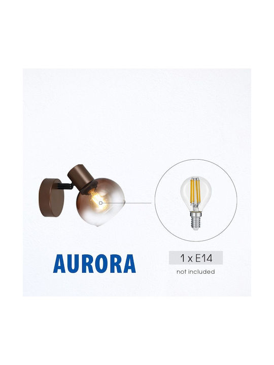 Vivalux Modern Wall Lamp with E14 Bulb Base Brown