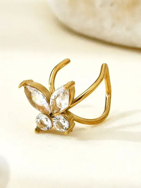 Single Steel Cuff Earrings Gold Plated