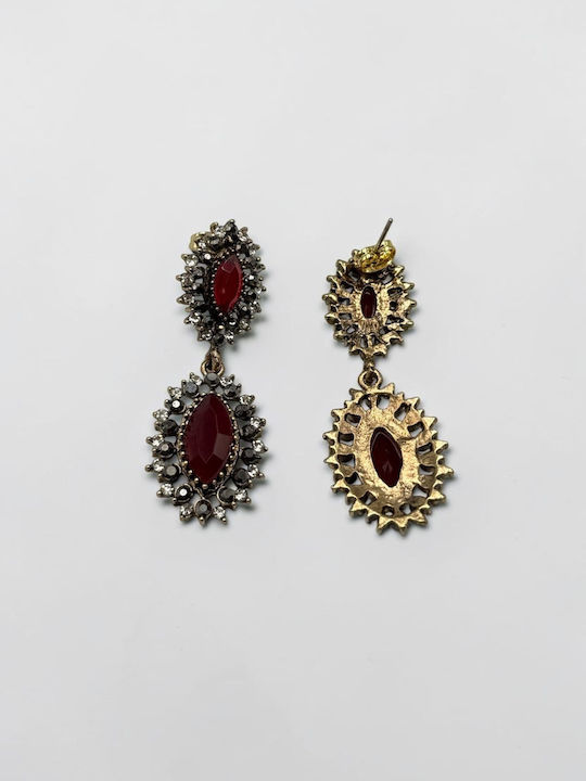 Dangle Earrings with Red Stones