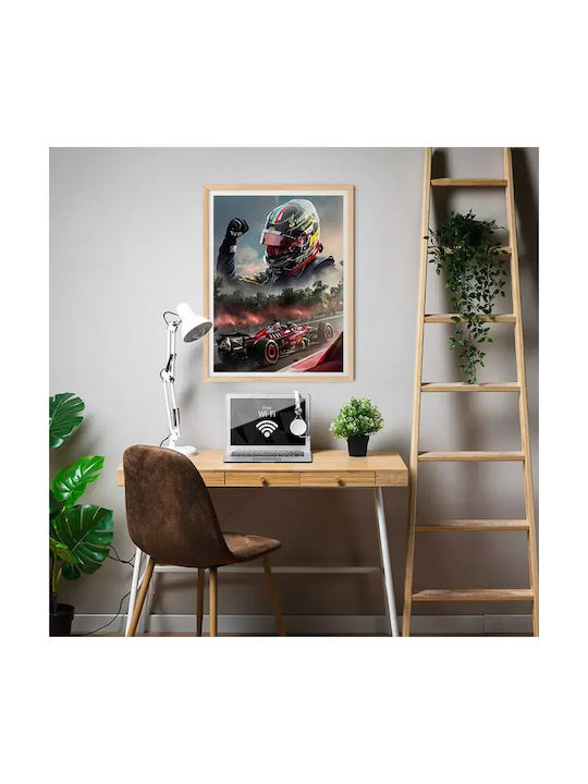 Poster Formula1 Charles Leclerc F067 60cm X 90cm Frame Natural Wood Beige 71703pd158762f55316