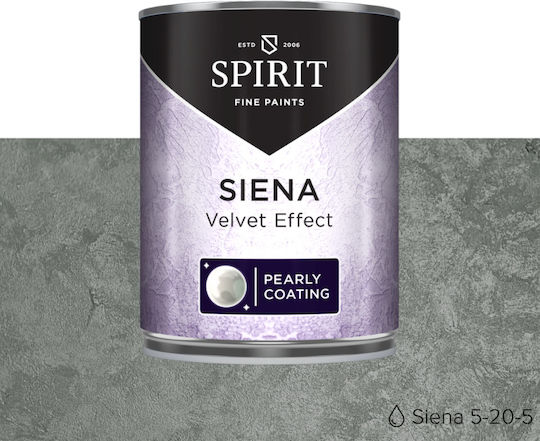 Декоративна Мазилка Spirit Siena Velvet Мъглив Ефект Перлен Блясък 1л Тъмен Сив