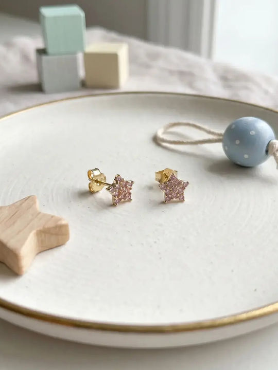 Kinderohrringe Nieten mit Steinen aus Gold 9K