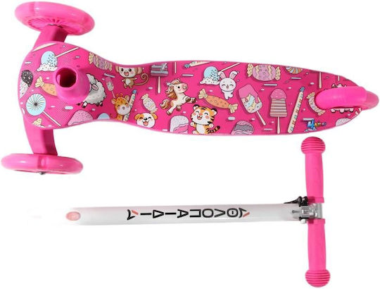 Athlopaidia Kids 3-Wheel Scooter with LED Lighting Pink