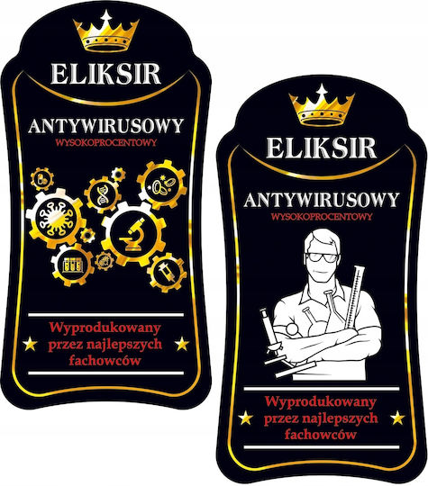 10x Premium Antivirus Elixir Kleine Klebeetiketten Flaschenaufkleber Wodka