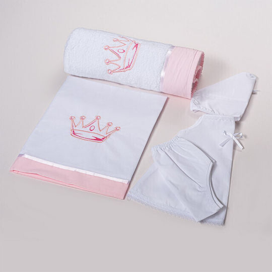 Nuova Vita Set Christening Oilcloths White-Pink 3pcs L151