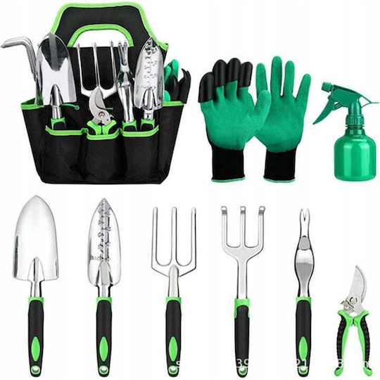 Set Profesional Multifuncțional De Instrumente De Grădină 9 Bucăți Metal Plastic Design Ergonomic Ușor De Curățat Și De Folosit Verde Negru