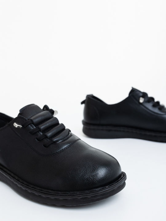 Oxfords Pentru Femei Din Piele În Culoare Neagră