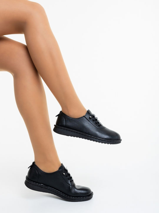 Oxfords Pentru Femei Din Piele În Culoare Neagră