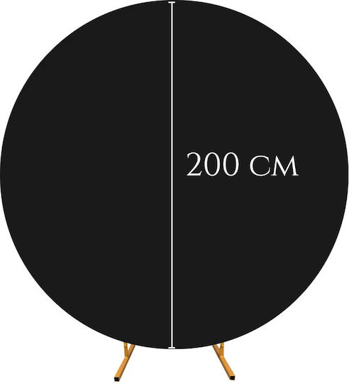 Arc De Balon Cu Copertină Dublă Față Perete Foto Rotund 200 Cm Negru