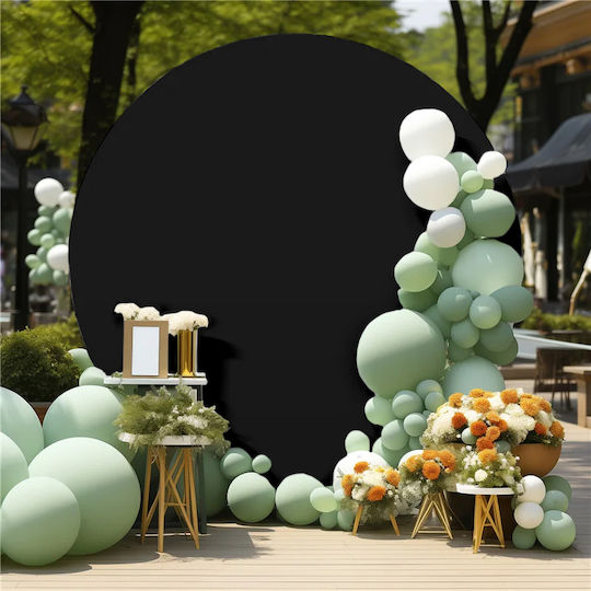 Arc De Balon Cu Copertină Dublă Față Perete Foto Rotund 200 Cm Negru