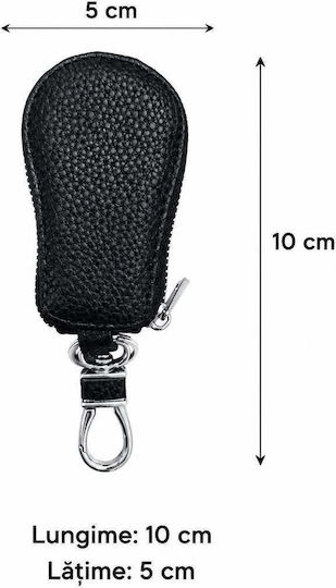 Husă Premium Pentru Cheie Auto Peugeot Din Piele Eco – Husă Elegantă Inel Metalic Negru
