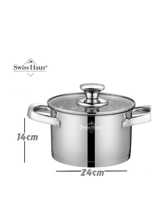 Swiss Haus Deep Stainless Steel Pot 6.3lt / 24cm