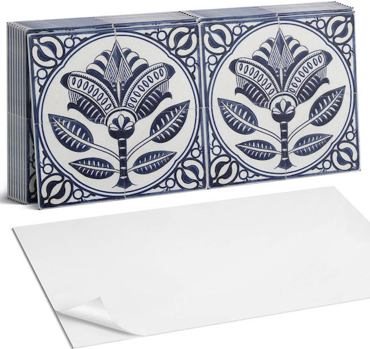 Set of Easy Installation Vinyl Tiles Ceramic Flower Pattern 10x40x20 cm