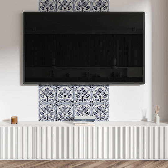 Set of Easy Installation Vinyl Tiles Ceramic Flower Pattern 10x40x20 cm