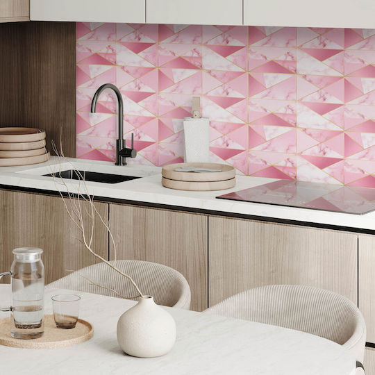 Set of Self-Adhesive PVC Tiles Geometric Marble Designs 10x40x20 cm