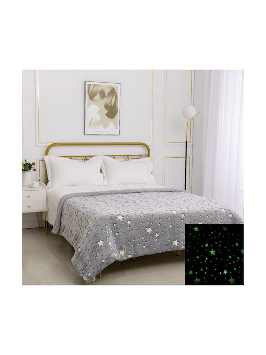 Silk Fashion Blanket Sherpa Star Glowing Gray 170x220cm