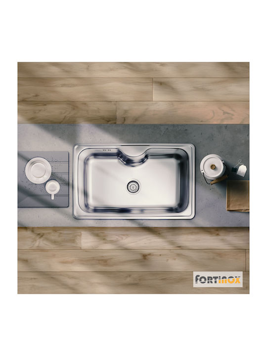 Fortinox Arena 22080 108-22080-110 22080-110 Drop-In Sink Inox Satin W80xD50cm Silver