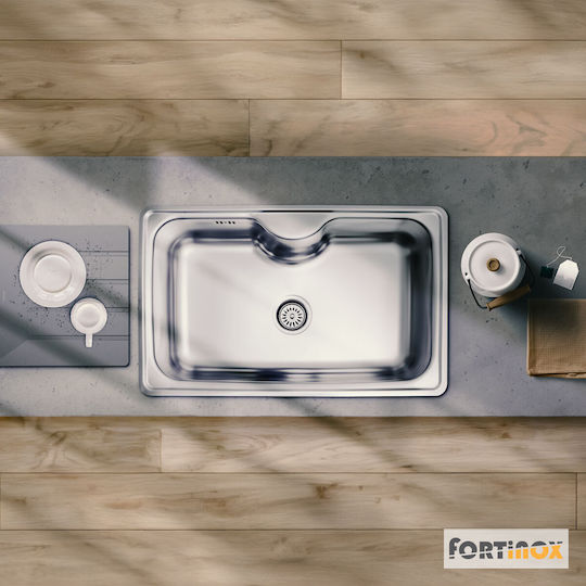 Fortinox Arena 22080 108-22080-110 22080-110 Drop-In Chiuvetă Inox Satinat L80xW50cm Argintiu