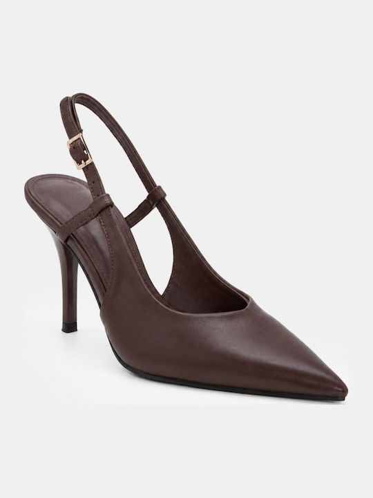 Spitze Zehe Pumps mit Braun Absatzhöhe