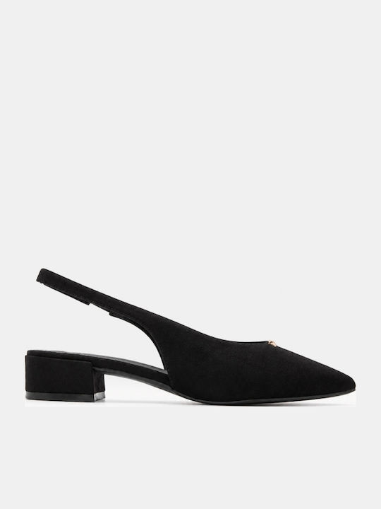 Pointed Toe Heels with Low Heel Black