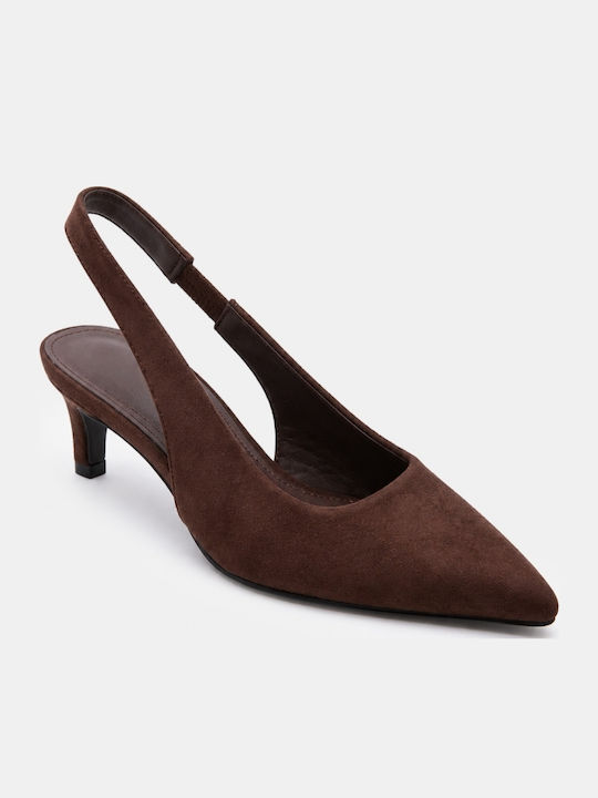 Pointed Toe Heels with Medium Brown Heel
