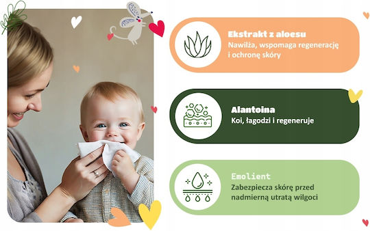 032571 Hh Kindii Extra Soft Șervețele Umede cu Aloe Cutie 12x60