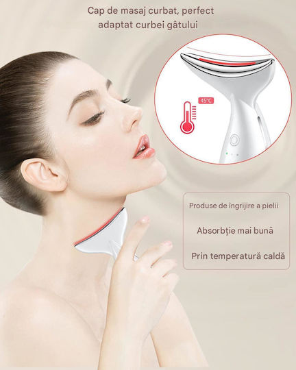 Arvada Beautypro G79 Aparat de Masaj pentru Față și Gât 3 Moduri de Funcționare Încălzire la 45°C Vibrații de Înaltă Frecvență Încărcare USB Baterie de 500 mAh Alb