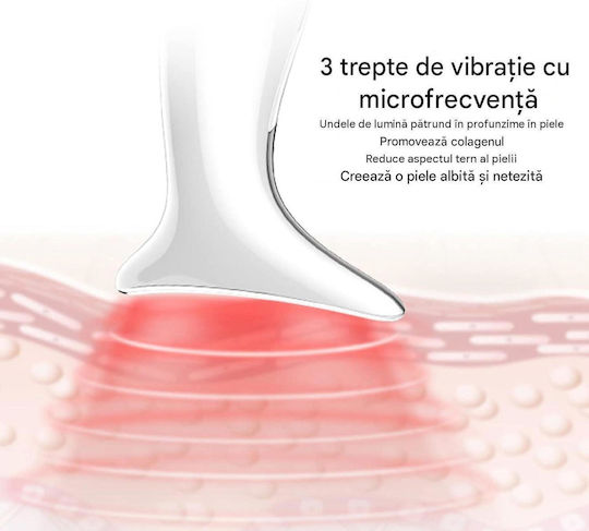 Arvada Beautypro Hy38 Dispozitiv de Masaj pentru Față și Gât 3 Moduri LED Încălzire 40–45°C 3 Niveluri de Vibrație Încărcare USB Alb