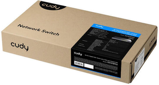 Cudy GS1018PS2 Неуправляем L2 PoE+ Switch с 16 Портове Гигабитови (1Gbps) Ethernet и 2 SFP Портове
