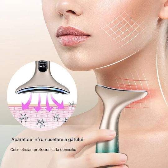 Arvada Beautypro Hy38 Dispozitiv de Masaj pentru Față și Gât 3 Moduri Led 40–45°C Încălzire 3 Niveluri de Vibrație Încărcare Usb Verde
