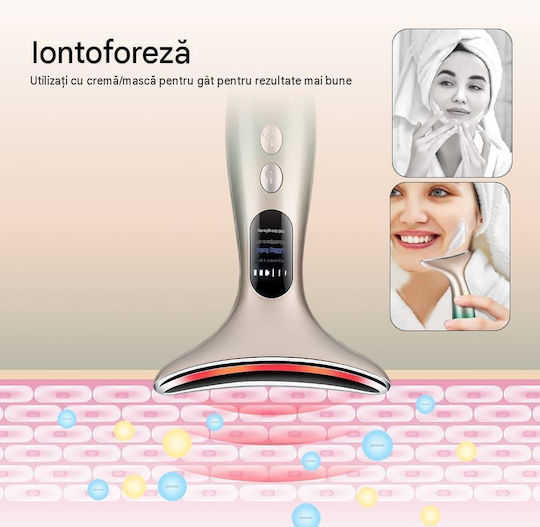 Arvada Beautypro Hy38 Dispozitiv de Masaj pentru Față și Gât 3 Moduri Led 40–45°C Încălzire 3 Niveluri de Vibrație Încărcare Usb Verde
