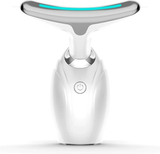 Arvada Beautypro G13 Aparat de Masaj Facial și pentru Gât cu Iluminare LED Funcție de Încălzire Vibrații Baterie Reîncărcabilă Toate Tipurile de Ten Alb Argintiu