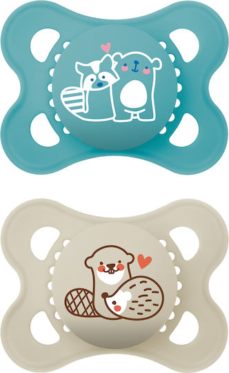 Mam Orthodontic Silicone Pacifiers with Case Blue for 3-6 Months 2 Pieces