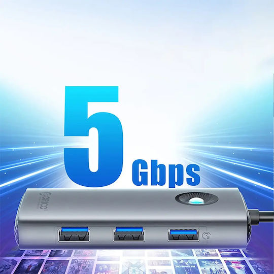 Orico USB-C Docking Station with HDMI 4K PD and Support for 2 Monitors Silver (PW11-5P-SV-EP)