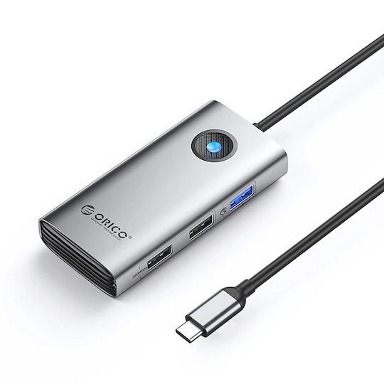 Orico USB-C Docking Station with HDMI 4K PD and Support for 2 Monitors Silver (PW11-5P-SV-EP)