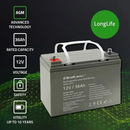 Qoltec UPS Battery with Capacity 36Ah and Voltage 12V 53084 1pcs