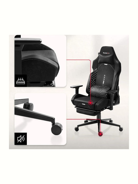 Huzaro Force 8.1 Fabric Gaming Chair with Adjustable Arms and Footstool Black