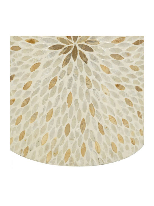 Round Side Table Ivory Wooden Ecru M35xL35xH50cm