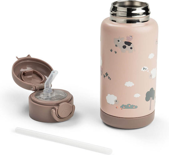 Done by Deer Tiny Детско Пагури от Силикон Термос със Сламка Розов 340ml