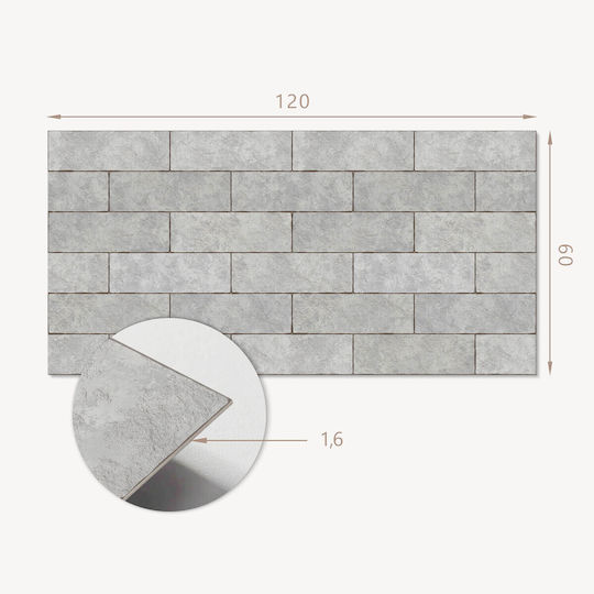 Vinyl Panel Sticker Living Room 120x60 Cm Brick Pattern 3D Layout