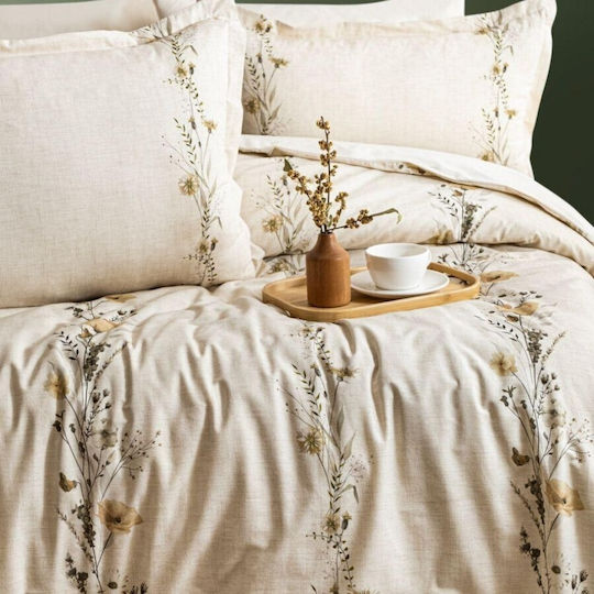 Şaheser Set Duvet Cover 200x220cm Double with 4 Pillowcases and 1 Bed Sheet Beige